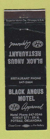 Matchbook Cover - Black Angus Restaurant Motel Poteau OK WEAR