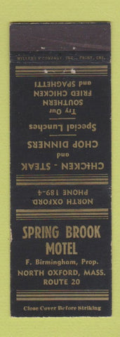 Matchbook Cover - Spring Brook Motel North Oxford MA