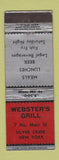 Matchbook Cover - Webster's Grill Silver Creek NY WEAR