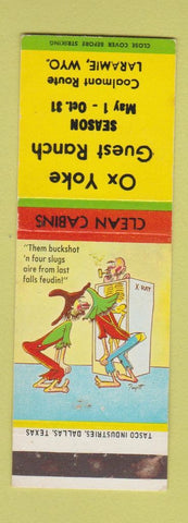 Matchbook Cover - Ox Yoke Guest Ranch Laramie WY hillbilly