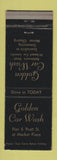 Matchbook Cover - Golden Car Wash Baltimore MD