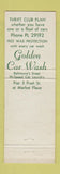 Matchbook Cover - Golden Car Wash Baltimore MD