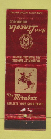 Matchbook Cover - Hotel Lincoln Indianapolis IN Mirabar