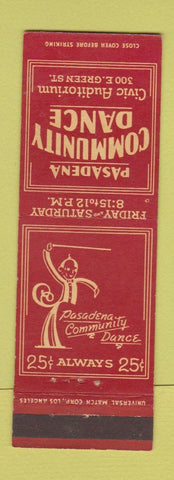 Matchbook Cover - Community Dance Pasadena CA Civic Auditorium