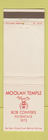 Matchbook Cover - Moolah Temple Shriners Bob Conyers 1973 Potentate