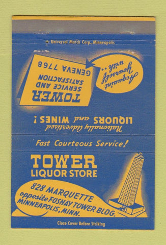 Matchbook Cover - Tower Liquor Store Minneapolis MN 40 Strike