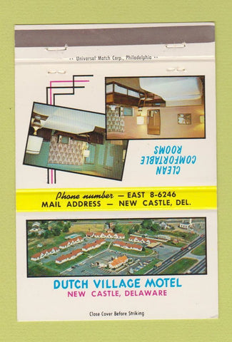Matchbook Cover - Dutch Village Motel New Castle DE 40 Strike