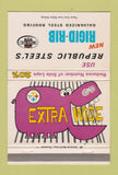Matchbook Cover - Republic Steel hippo monkey 40 Strike
