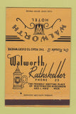 Matchbook Cover - Walworth Hotel Whitewater WI 40 Strike