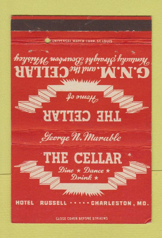 Matchbook Cover - The Cellar Restaurant Hotel Russell Charleston MO 40 Strike