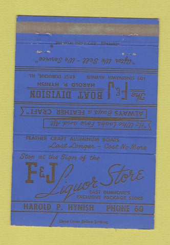 Matchbook Cover - F&J Liquor Store East Dubuque IL WEAR 40 Strike