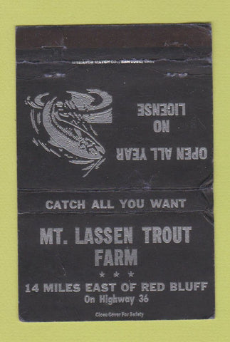 Matchbook Cover - Mount Lassen Trout Farm CA WORN 40 Strike