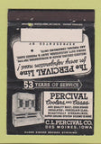 Matchbook Cover - Pervical Coolers Refrigeration Des Moines IA 40 Strike