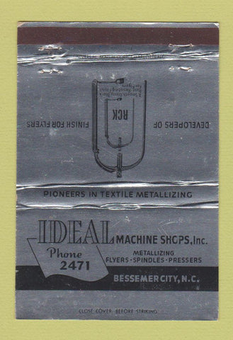 Matchbook Cover - Ideal Machine Shops Bessemer City NC  40 Strike