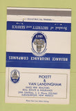 Matchbook Cover - Pickett Van Landingham Insurance Albuquerque NM 40 Strike