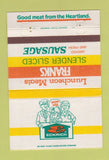 Matchbook Cover - Eckrich Meats Sausage Chicago Freemont OH Quincy MI 40 Strike