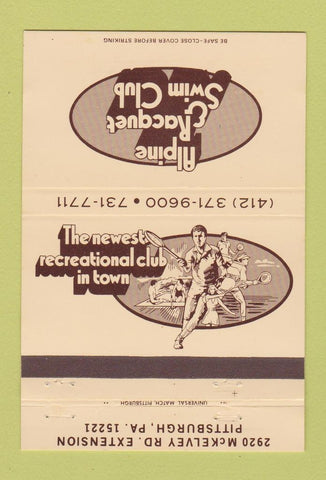Matchbook Cover - Alpine Racquet Swim Club Pittsburgh PA 40 Strike