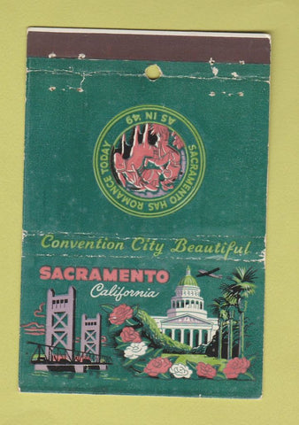 Matchbook Cover - Sacramento CA Tourism Convention WORN 22 Strike Feature
