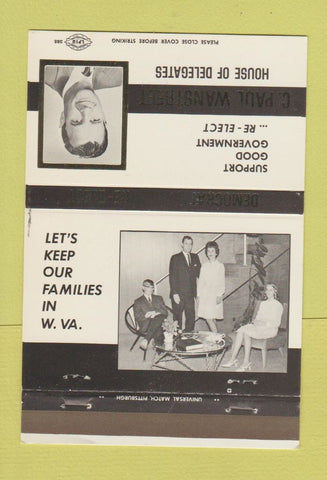 Matchbook Cover - C Paul Wanstreet House of Delegates Election WV 40 Strike