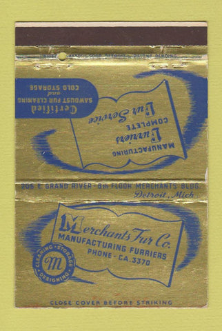 Matchbook Cover - Merchants Fur Detroit MI girlie back 40 Strike