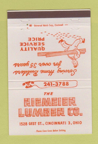 Matchbook Cover - Riemeier Lumber Cincinnati OH 40 Strike