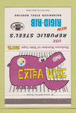 Matchbook Cover - Republic Steel hippo monkey 40 Strike