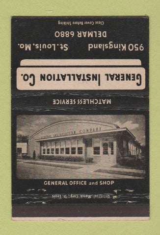 Matchbook Cover - General Installation St Louis MO heating cooling 40 Strike