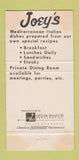 Matchbook Cover - Joey's Coffee Shop Dallas TX WEAR 30 Strike