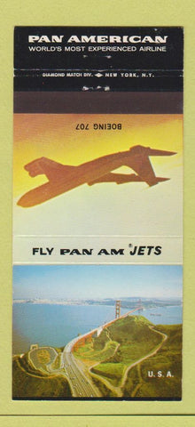 Matchbook Cover - Pan Am American Airlines USA Golden Gate Bridge 30 Strike
