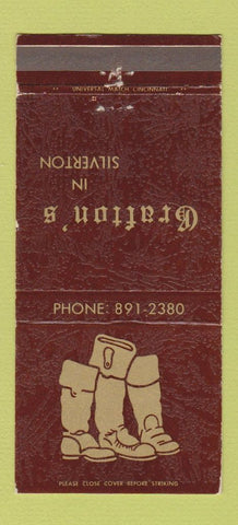 Matchbook Cover - Grafton's Silverton OH WEAR #2 30 Strike