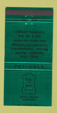 Matchbook Cover - Bates and Bates Insurance Corvallis OR 30 Strike