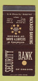 Matchbook Cover - Security Bank Milwaukie Portland Troutdale OR 30 Strike