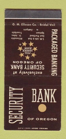Matchbook Cover - Security Bank Milwaukie Portland Troutdale OR 30 Strike