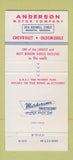Matchbook Cover - Anderson Motors Chevrolet Oldsmobile Marietta GA 30 Strike