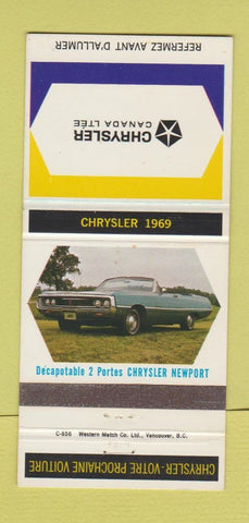 Matchbook Cover - 1969 Chrysler Canada Newport 30 Strike