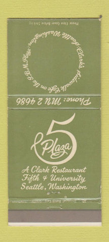 Matchbook Cover - Plaza 5 Restaurant Seattle WA 30 Strike