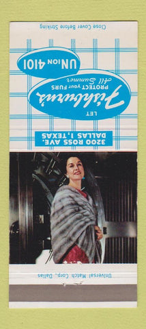 Matchbook Cover - Fishburn's Furs Dallas TX storage 30 Strike