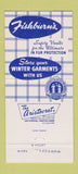 Matchbook Cover - Fishburn's Furs Dallas TX storage 30 Strike