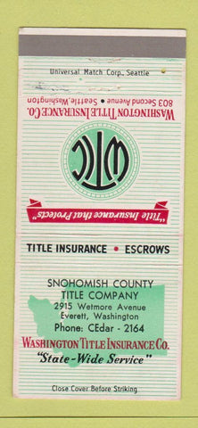 Matchbook Cover Washington Title Insurance Snohomish County Everett WA 30 Strike