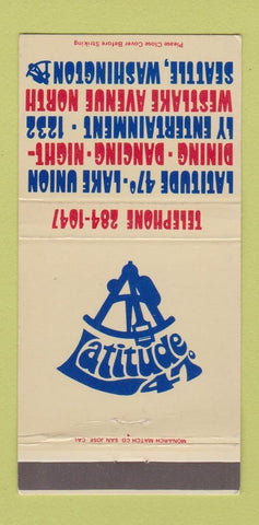 Matchbook Cover - Latitude 47 Degrees Seattle WA 30 Strike