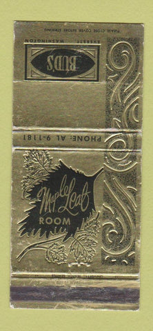 Matchbook Cover - Bud's Restaurant Everett WA WORN 30 Strike