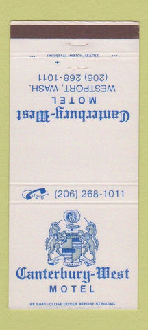 Matchbook Cover - Canterbury West Motel Westport WA 30 Strike