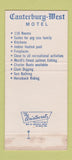 Matchbook Cover - Canterbury West Motel Westport WA 30 Strike