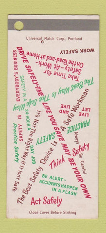 Matchbook Cover - Safety Aluminum Company America Vancouver WA SAMPLE 30 Strike