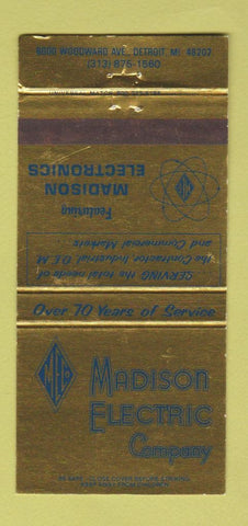 Matchbook Cover - Madison Electric Detroit MI 30 Strike
