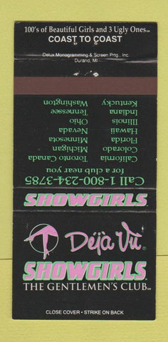 Matchbook Cover - Showgirls Strip Club CHAIN 30 Strike