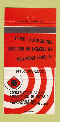 Matchbook Cover - Construction Safety Association Toronto ON 30 Strike