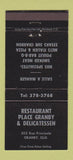 Matchbook Cover - Restaurant Place Granby Deli Granby QC 30 Strike