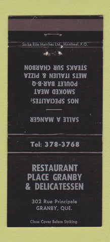 Matchbook Cover - Restaurant Place Granby Deli Granby QC 30 Strike