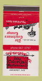 Matchbook Cover - Colonial Restaurant Amherst NS 30 Strike